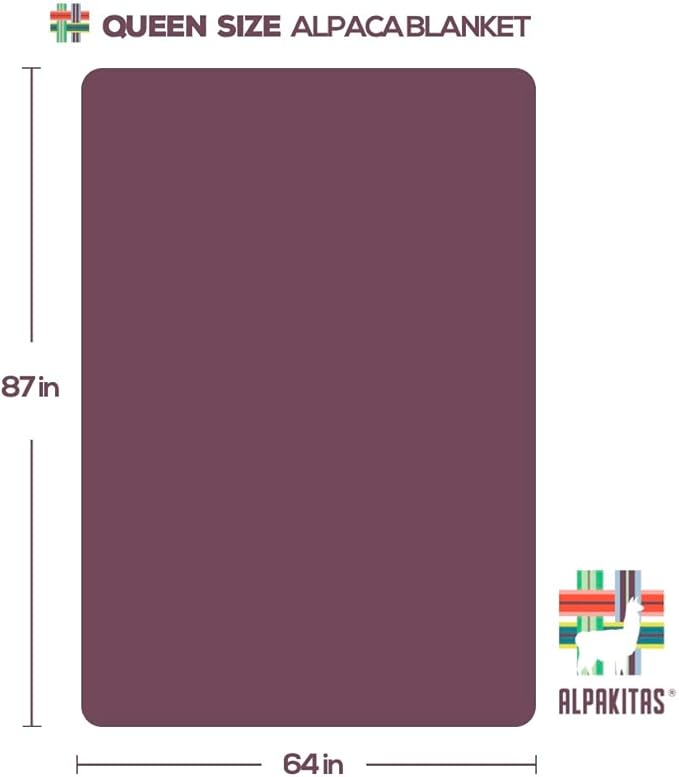 Alpaca Wool Blanket - Queen Size Bed Blanket - Alpaca Throw - Best Gift & Warm Throw, Lightweight, Couch or Camp- Outdoor - 87 x 64 inches (White & Brown)