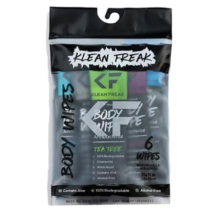 Body 6-Count Wipes - Original Disposable Wipes, Individually Wrapped for the Gym, Workout, Hiking, Travel, and Sport (Mixed Trial 6 Pack)
