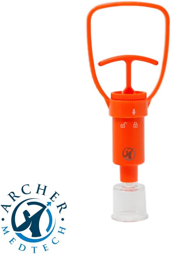Archer MedTech Ven‑Ex Snake Bite & Bee Sting Kit – Portable Venom Extractor Pump with 2 Suction Cups, Tourniquet & Bonus Key‑chain CPR Face Shield – Compact First Aid for Hiking, Camping & Backpacking