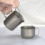 Titanium French Press Pot 750mL/25 fl oz Coffee Maker Camping with Lid and Filter Titanium French Press Cup Backpacking for Outdoor Hiking Camp