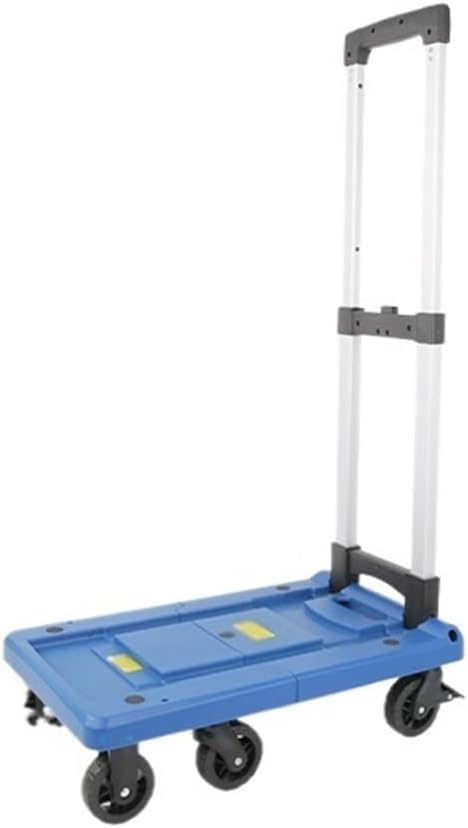 Foldable Hand Trucks Portable Cargo Trolley Luggage Cart Heavy Duty Folding Platform Cart for Household Travel & Delivery (Large Blue)