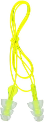 Peltor Sport Tri-Flange Corded Reusable Earplugs Noise Reduction Rating, 26 dB, Comfortable Fit, Ideal for Range, Shooting & Hunting, Washable and Corded, Neon Yellow (97317-10C) 3 Count (Pack of 10)