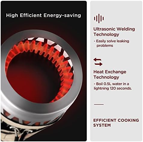 (1.4-Litre) Backpacking Camping Stove Portable Cooking System with Piezo Ignition, Outdoor Mini Burner Camping Stove Kit Propane, Ideal for Hiking Fishing Hunting Emergency & Survival