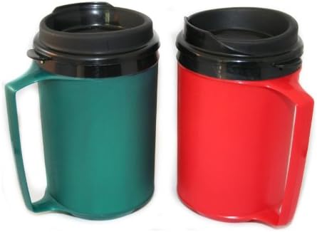 GAMA Electronics 2 ThermoServ Insulated Coffee Mugs 12 oz (1) Green & (1) Red