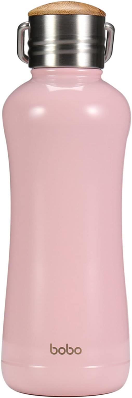 YOHKOH Mini Insulated Water Bottle With Bamboo Lid - 11.8oz Small Vacuum Insulated Water Bottle for Women Kids, 12 Hrs Hot & 24 Hrs Cold Stainless Steel Thermos Leak-Proof BPA-Free (11.8oz,Pink)