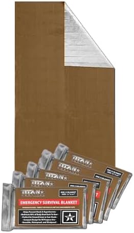 TITAN Survival - Mylar Survival Blankets 5 Pack - 90% Heat Retention & Waterproof Design - Emergency Blanket Cold Weather Protection & Survival Kits - Durable Space Blanket for Outdoor Use