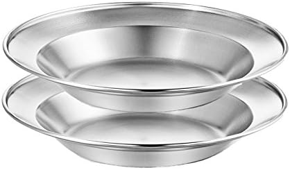 Stainless Steel Plate Set - 8.5 inch Ultra-Portable Dinnerware Set BPA Free Plates for Outdoor Camping | Hiking | Picnic | BBQ | Beach