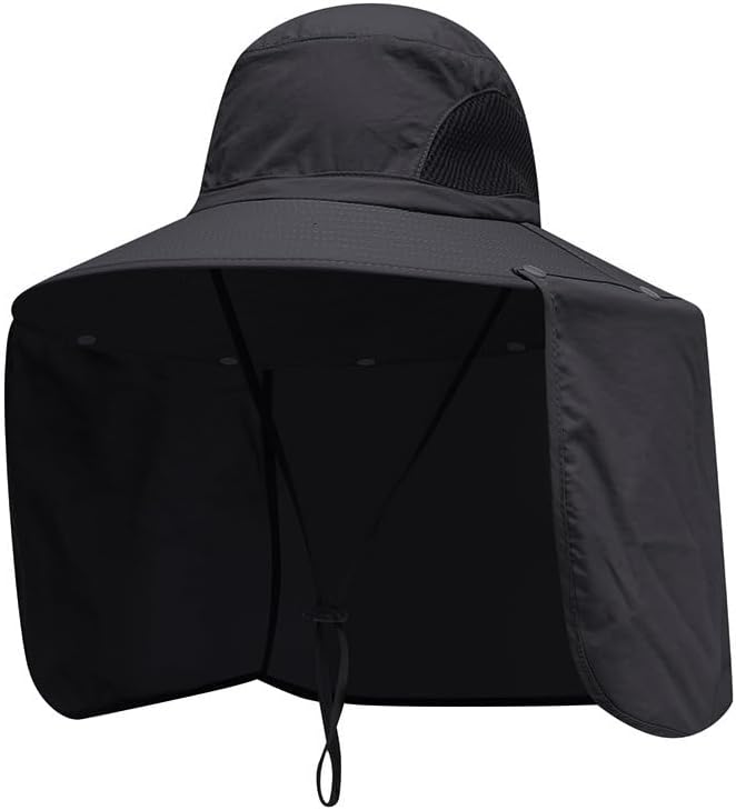 Sun Blocker Hats Outdoor Sun Protection Fishing Cap with Neck Flap Large Brim Outdoor Hat