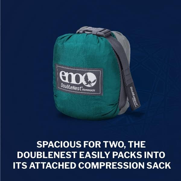 ENO DoubleNest Hammock - Lightweight, Portable, 1 to 2 Person Hammock - for Camping, Hiking, Backpacking, Travel, a Festival, or The Beach - Seafoam/Grey