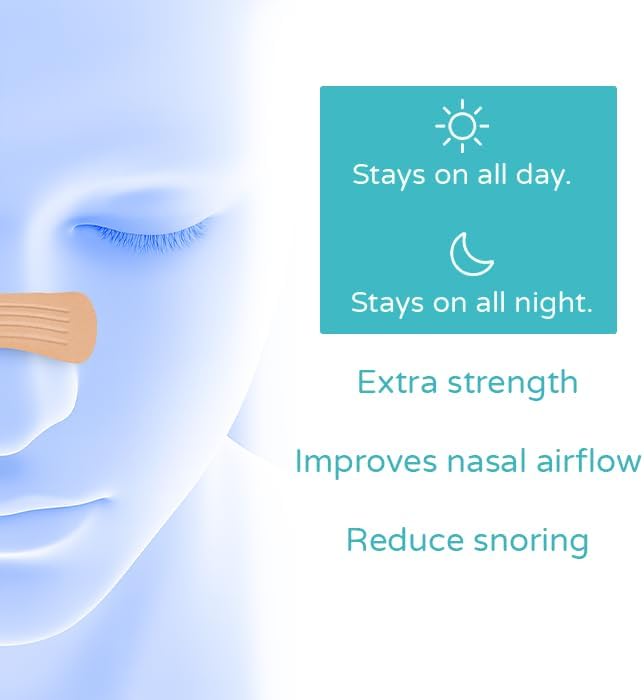 Muvex Nasal Strips – Extra Strong Anti-Snoring Nose Strips for Sleeping & Sports | Wide Fit | Sweat-Resistant | Hypoallergenic | 30 Count