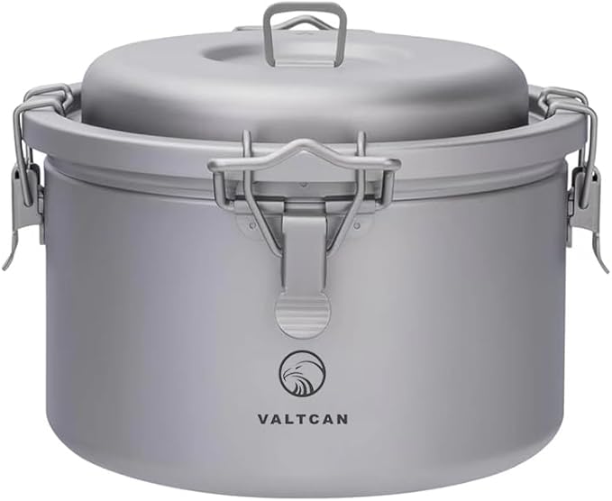 Valtcan 3200ml Titanium Rice Cooker Pot Home and Camping Backpacking Bento Lunch Box with locking Lid for Rapid Easy Rice Making 867g