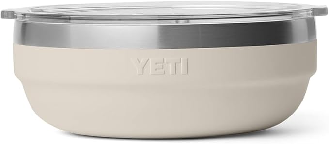YETI Rambler Low Bowl, Vacuum Insulated, Stackable and Nestable Stainless Steel Bowl with Lid, 0.7 Quart, Cape Taupe