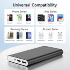 Pilot 4GS Portable Charger 12000mAh Fast Charging Power Bank Dual 3A High-Speed Output Battery Pack Compatible with iPhone 16 15 14 13 12 11 and More (Black)