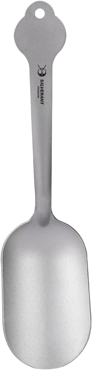 Shovel Spoon Titanium Reuseable Dessert Spoon for Ice Cream Tea Coffee Pudding Yogurt (Tea Scoops - Sandblasted)