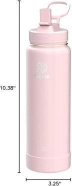 Takeya Actives 24 oz Water Bottle with Straw Lid - Double Wall Stainless Steel Insulation - Dishwasher Safe & BPA-Free - Removable Bumper - Blush