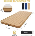 KingCamp Self Inflating Sleeping Pad, R 7.9 Air & Foam Sleeping Pad for Camping, 3" Thick Single Camping Mattress with 3D Sidewalls & Wave Surface Cut for Outdoor Tent Cot Car, PVC Free (Khaki)