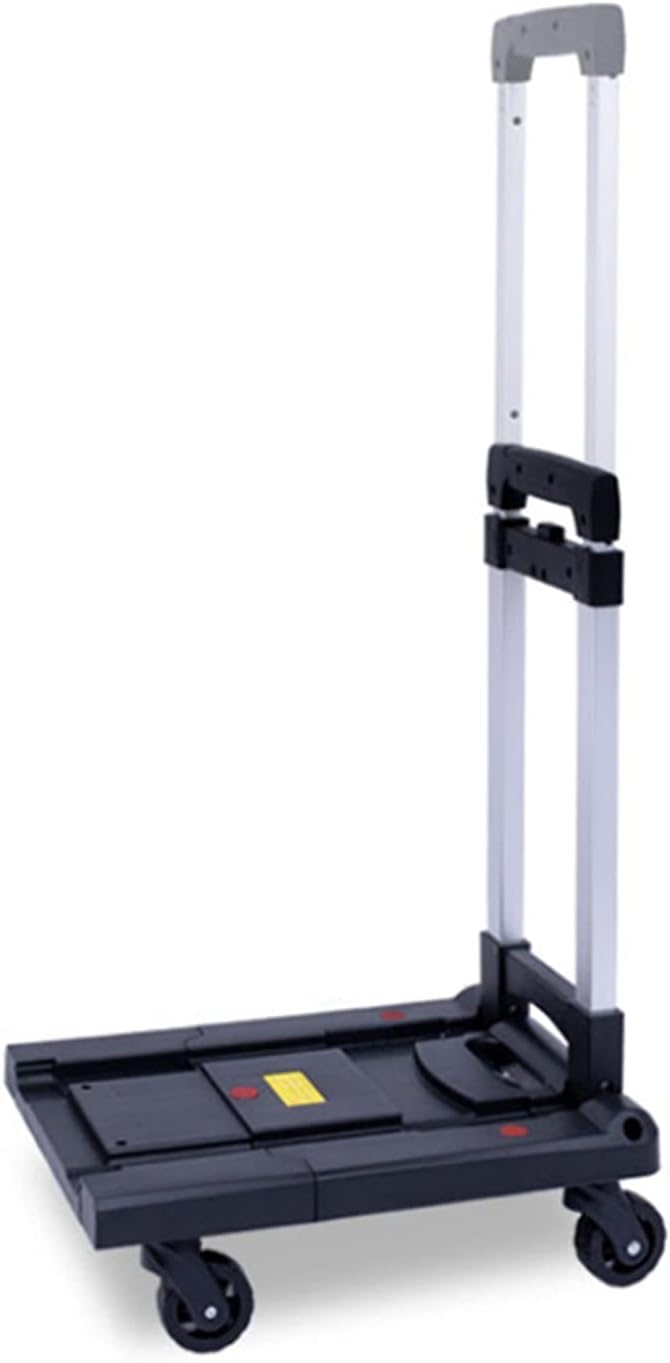 Push Cart Folding Platform Truck Plastic Push Cart Heavy Duty Portable Trolley with Retractable Assis for Luggage Travel Moving Office Platform Hand Truck (Small Blue)
