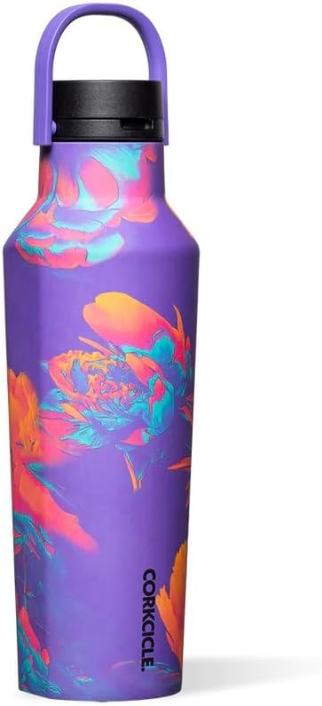 Corkcicle Classic Sport Canteen - Insulated Stainless Steel Water Bottle - Compact & Travel-Friendly - Durable - Dishwasher Safe - BPA Free - Non-Slip Silicone Base - 20 oz - Super Bloom