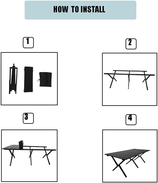 Portable Low Alluminum Roll Up Travel Folding Table for Beach, Camping, & Picnic – Compact, Lightweight, Multi-Purpose for Indoor & Outdoor Use (Black)