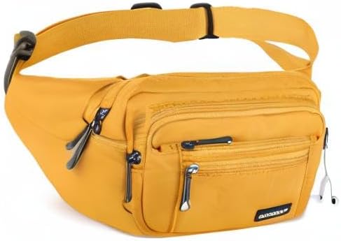 CXWMZY Fanny Packs For Women & Men Waist Pack Hip Bum Bag with Multi-Pockets Large Capacity Waterproof Casual Bum Bag for Disney Traveling Casual Cycling Running Hiking (Yellow)