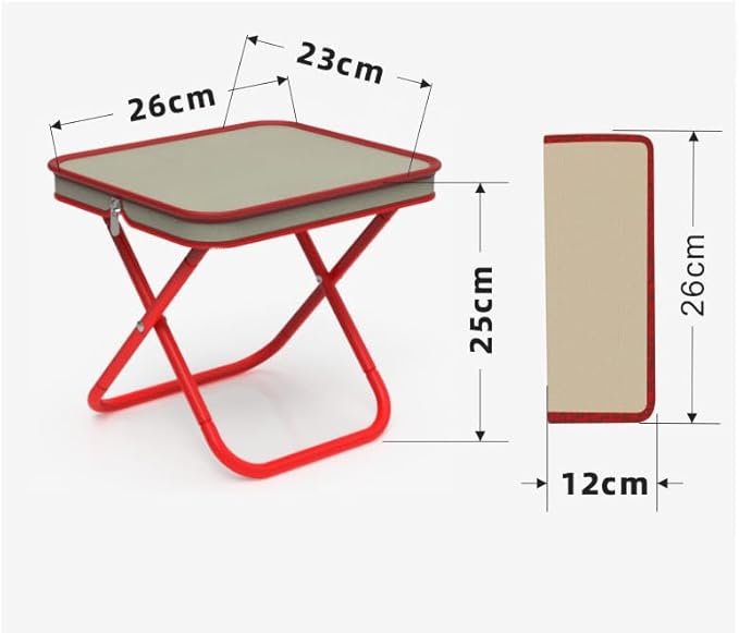 Portable Stool, 13 Inch Small Folding Stool for Adults, Ultralight Black Camping Stools for Hiking and Fishing, Hold Up to 265 LBS (Red)