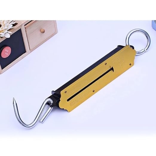 Portable Luggage Scale, Yellow Fishing Scale with Hook Portable Mechanical Luggage Scale Weight Scale Auto-Off Function for Household Shops