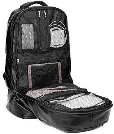 Sole Premise Leather Bag for Multi-functional Travel Carry-on with Shoe, Laptop and Clothes Compartments for Men & Women (Black)