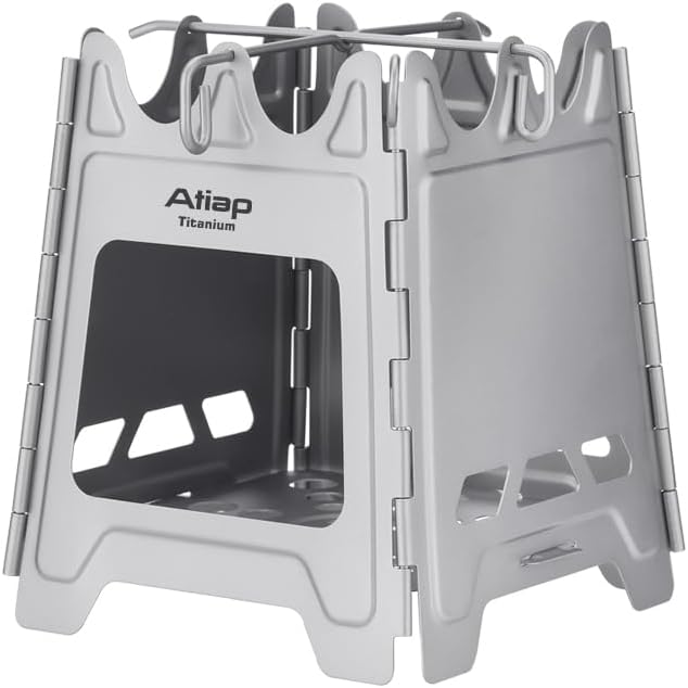 Titanium Wood Stove New Upgrade - Foldable Multi-Fuel Alcohol Stove Ultra-light and compact stove, quicker to install, no splicing required, suitable for backpacking, camping and survival