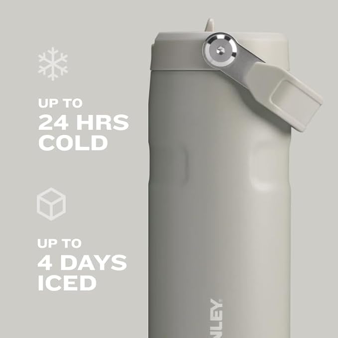 Stanley IceFlow Flip Straw 2.0 Water Bottle 24 OZ | Built-In Straw with Larger Opening | Lightweight & Leak-Resistant | Insulated Stainless Steel | BPA-Free | Black 2.0