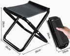 Portable Folding Camping Stool, Lightweight Aluminum Frame, Black Oxford Fabric, 10.2 x 10.2 x 11 inches