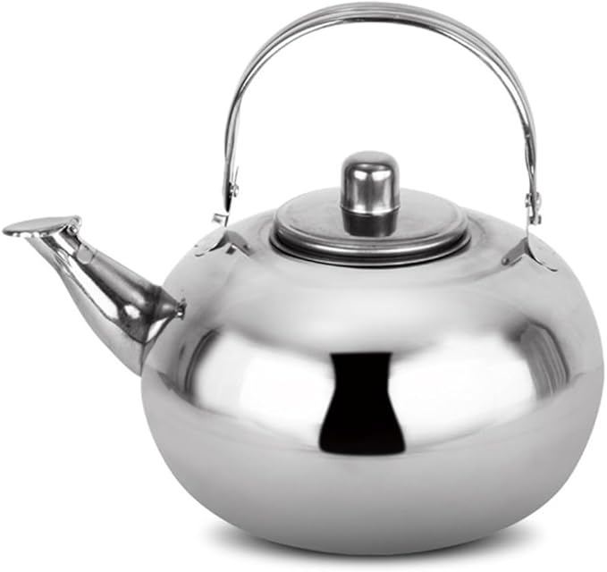 Stainless Steel Tea Kettle, Heat Resistant Handle Stovetop Camping Coffee Pot Water Bottle with Built in Filter for Tea and Beverage Brewing(14cm)
