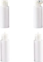 4 Pack 2oz Travel Size Bottles, Refillable Plastic Squeeze Containers with Flip Top Caps, Small Empty Toiletry Dispensers for Shampoo, Lotion, Conditioner