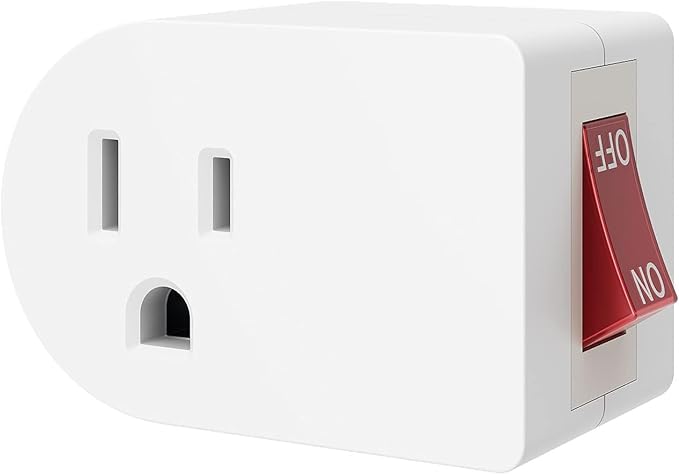 Oviitech 2 Pack Grounded Outlet Wall Tap Adapter with On/Off Power Switch，Single Outlet with Switch in White