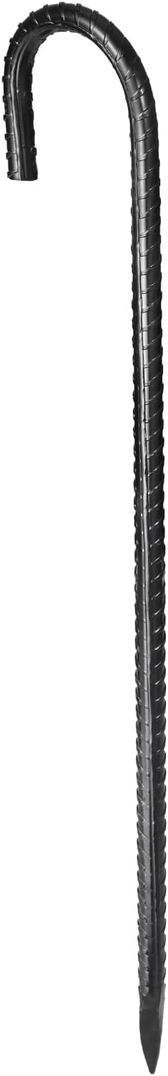 VEVOR Rebar Stakes, 16-Inch, Heavy-Duty 0.4 in Diameter J Hook, Galvanized Steel Ground Anchors with Chisel Point End & Rust-Resistant Coating, for Gardening Support, Fence, Camping Tents (24-Pack)