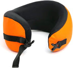 C CUSHION LAB Travel Pillow, Award-Winning Patented Ergonomic Design for Chin & Neck Support Memory Foam Neck Pillow, Compact Airplane Pillow for Traveling, Flight, Car (Dynamic Orange, Medium)