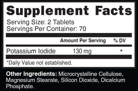 Potassium Iodide Tablets 130 mg (2 Pack) - 280 Tablets