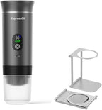 Portable 3-in-1 Espresso Coffee Maker – Self-Heating, Rechargeable USB-C & Smart LED Display, 20-Bar Extraction, Works with Ground Coffee & NS/DG Capsules, Camping (With Stand Holder)
