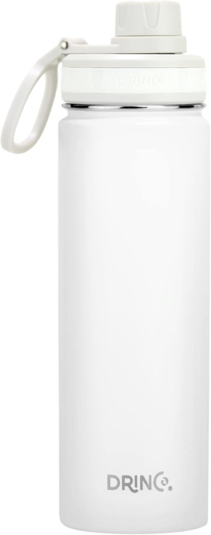 DRINCO Stainless Steel Water Bottle Spout Lid Vacuum Insulated Double Wall Water Bottle Wide Mouth (40oz 32oz 22oz 18oz 14oz) Leak Proof Keeps Cold or Hot (22 oz, 22oz Artic White)