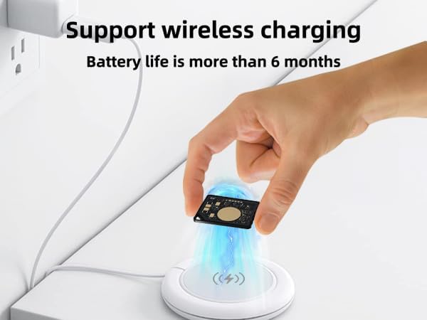 Slim Air Tag Wallet Tracker Card, [Apple MFi Certified], Bluetooth Tracker for Wallets, Passport, Keys, Work with Apple Find My, Wireless Charging, 5-10 Years Staying Power, iOS Only