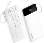 Power Bank 10000mAh Portable Charger with 4 Built-in Cables, Type-C in & Out Phone Charger, External Battery Charger Pack & Travel Essential for iPhone 16/15/14, Samsung, iPad, Android