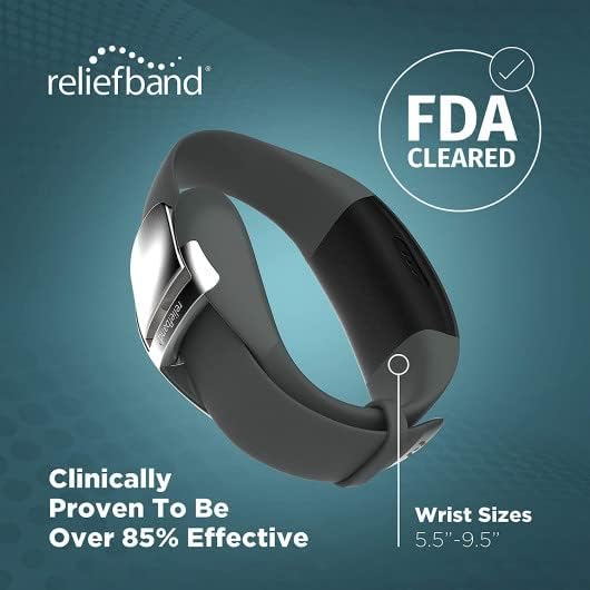 Reliefband Premier Anti-Nausea Wristband for Motion Sickness, Morning Sickness, Travel & Vomiting Relief - Motion Sickness Wristband FDA Cleared Drug-Free, Fast-Acting, Nausea Relief Band (Charcoal)