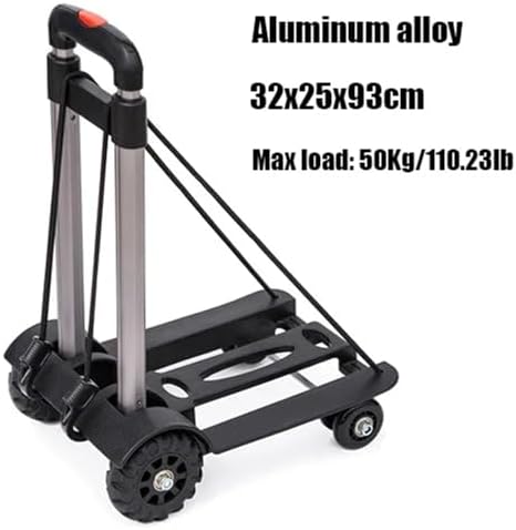 Heavy Duty Folding Hand Truck Portable Sack Trolley Cart for Luggage & Shopping Compact Foldable Utility Cart for Easy Moving (32x25x93cm)
