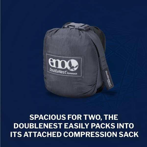 ENO DoubleNest Hammock - Lightweight, Portable, 1 to 2 Person Hammock - for Camping, Hiking, Backpacking, Travel, a Festival, or The Beach - Charcoal/Black