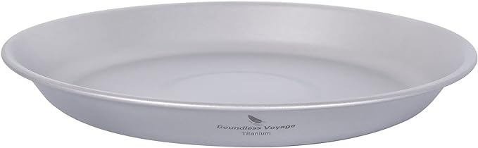 iBasingo Titanium Camping Plates with Mesh Bag - 174mm Ultralight Backpacking Dinnerware for Hiking, Survival Kit & Outdoor Cooking, 61g Ti1111T
