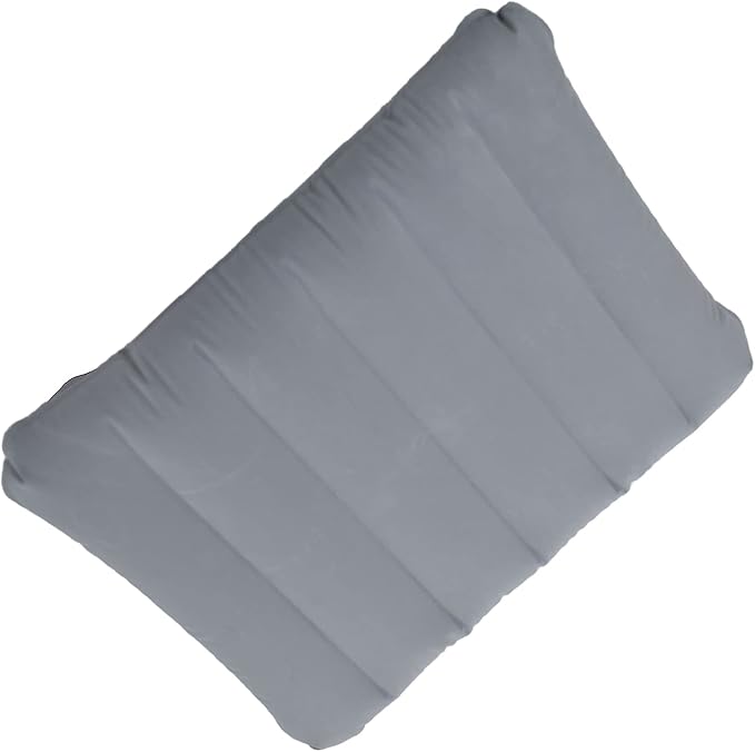 Gray Ultralight Inflatable Pillow Small Squared Flocked Fabric Air Pillow for Beach Hiking,Camping,Traveling,Napping,Desk Rest,Neck &Lumbar Support(1 Pack)