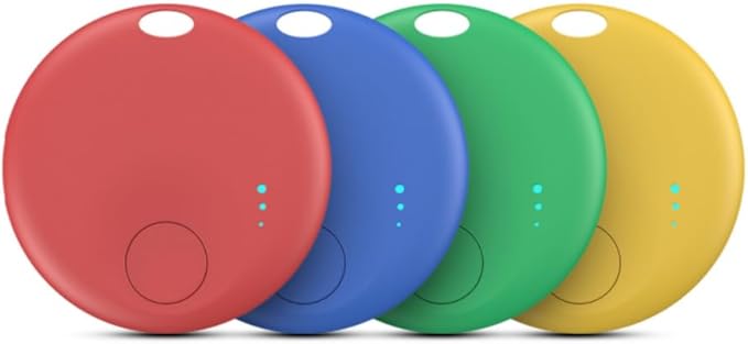 Smart Tags-4 Pack for Android Tracker Tags, Bluetooth Tracker, Work with Google's Find Hub App, Item Finder for Keys, Item Locator for Wallet, Suitcases, Pets (Multicolored)
