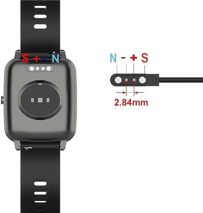 TiMOVO 3.3FT Smart Watch Charger Compatible with YAMAY Letsfit VeryFitPro, Magnetic USB Smartwatch Charging Cable for Willful SW021 SW023 SW025/Umidigi Uwatch 3S 3 2 2S, Black