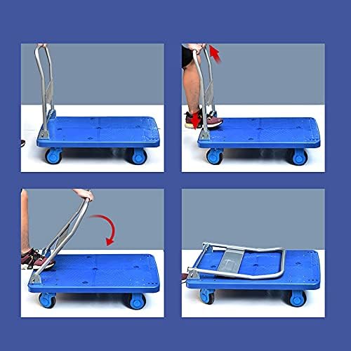 Heavy Duty Foldable Hand Trolley Cart with Quiet Wheels Flatbed Hand Truck for Moving High Weight Capacity Platform Cart for Factories and Shops Portable and
