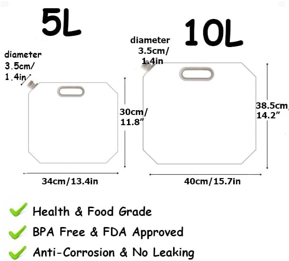 SUPANT Collapsible Emergency Water Jug Container Bag, Freezable, BPA Free Plastic Water Carrier Tank, Outdoor Folding Water Bag for Sport Camping Riding Mountaineer Backoacking, Food Grade