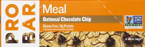 PROBAR - MEAL Bar, Oatmeal Chocolate Chip, Non-GMO, Gluten-Free, Healthy, Plant-Based, Whole-Food Ingredients, Natural Energy (12 Count)